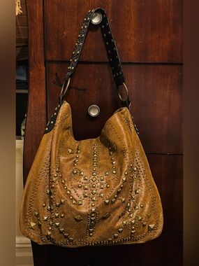 Vintage Betsey Johnson Leather Studded Hobo